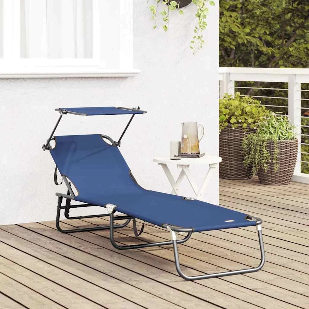 Zložljiv ležalnik Modra 190 x 57 x 81 cm oxford - slika 3