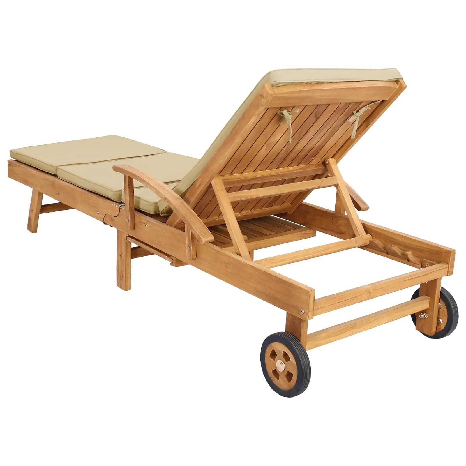 Ležalnik z blazino 100% poliester, masiven teak - slika 6