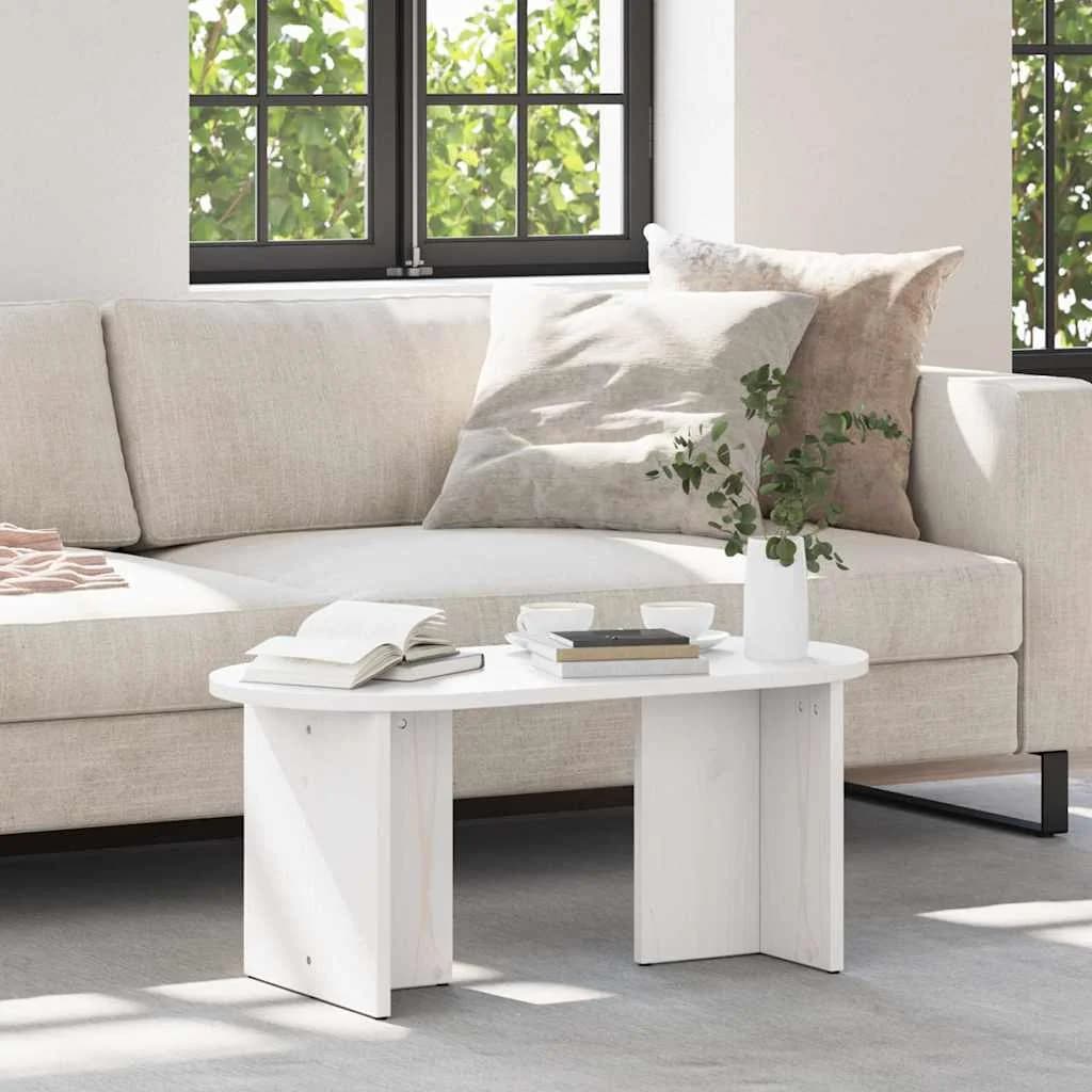 Klubska miza Bela 80 x 39,5 x 35 cm Trden borov les