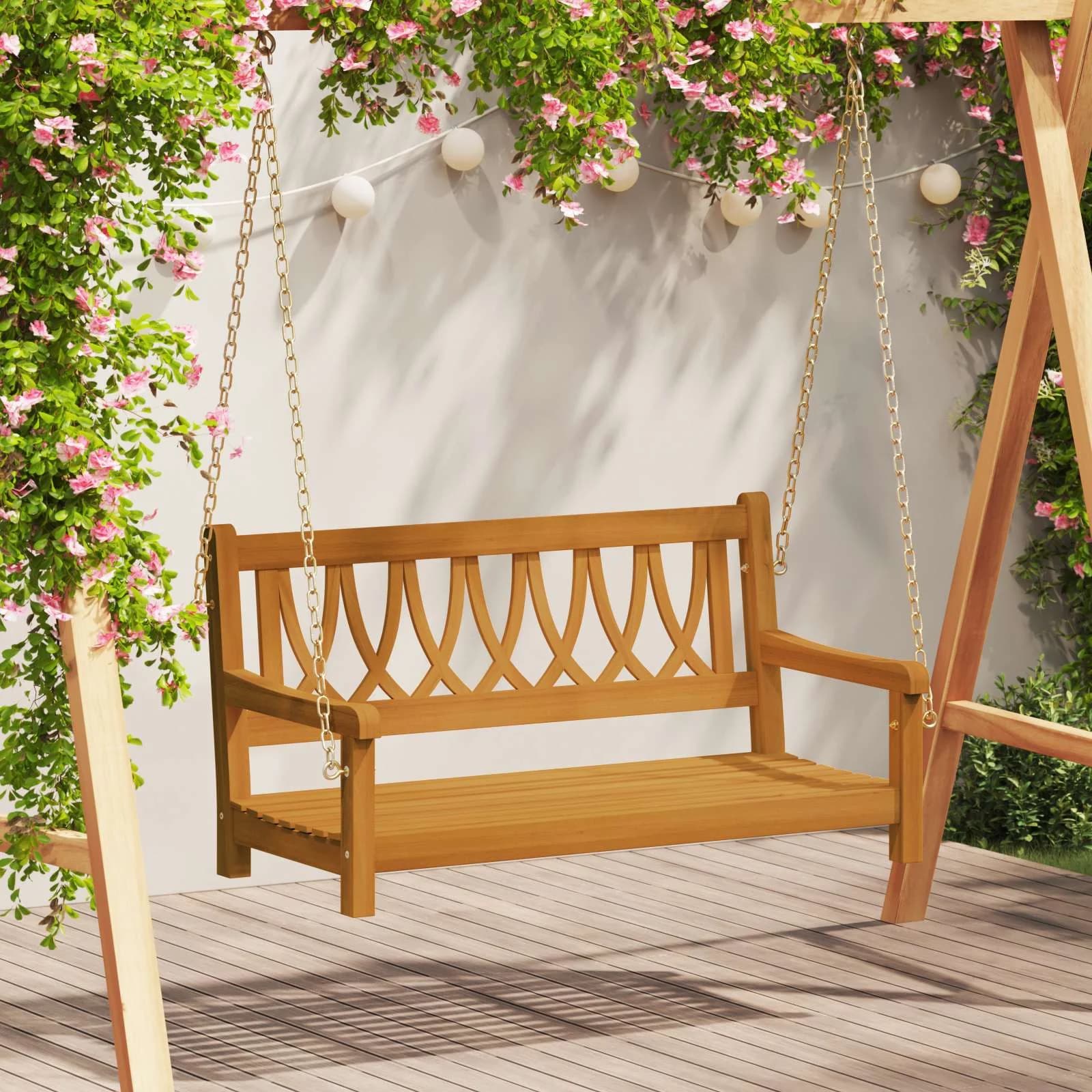 Gugalnica za vrt Naravna 110 x 56 x 58 cm Masiven les akacije