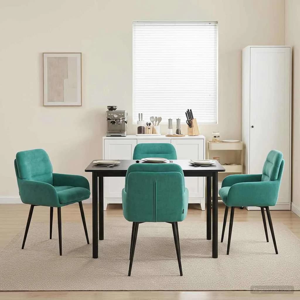 Jedilni stoli 4 kos Žamet Turkizna 59 x 59,5 x 90 cm