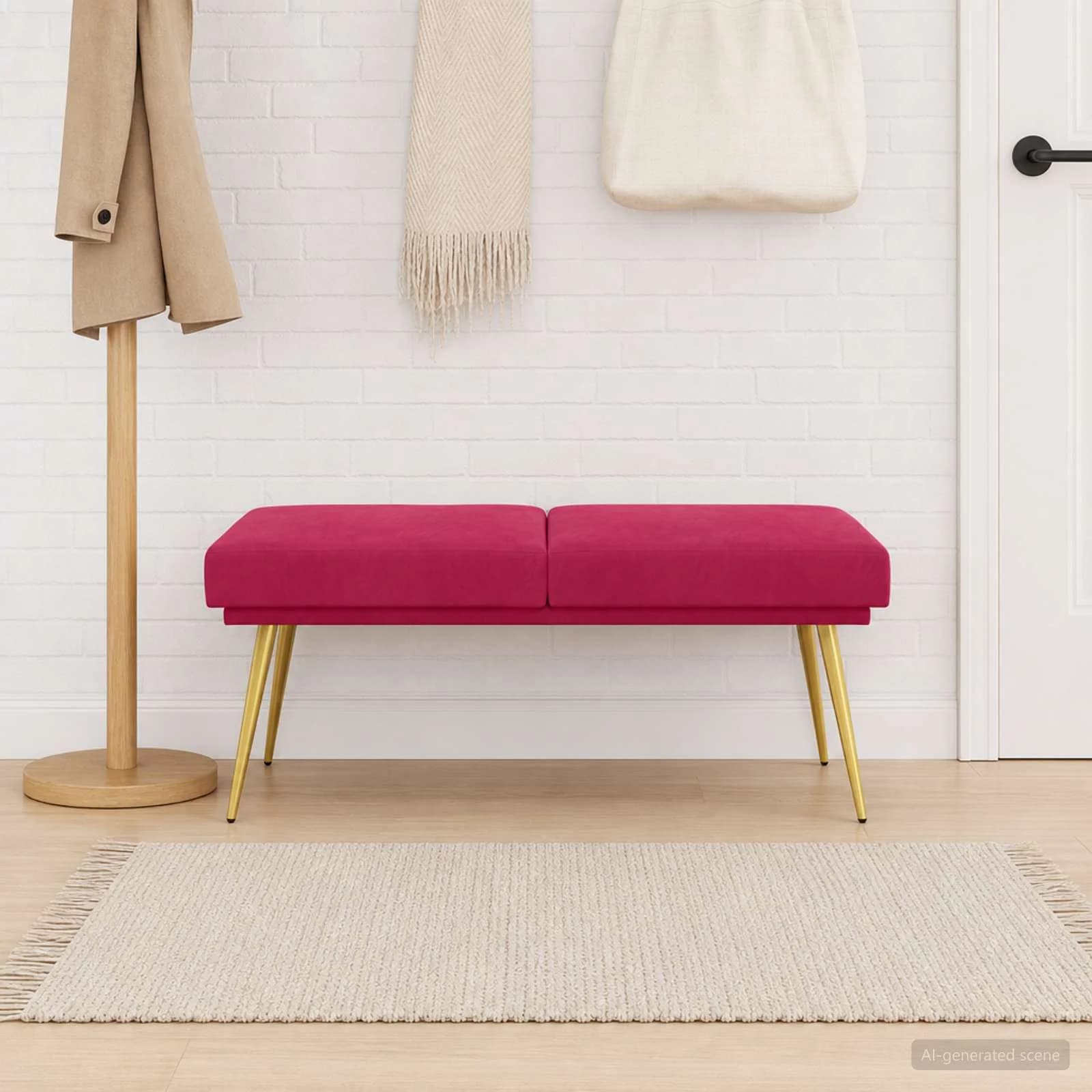 Dvojna klop Vinorodna rdeča 120 x 45 x 46 cm Žamet - slika 3