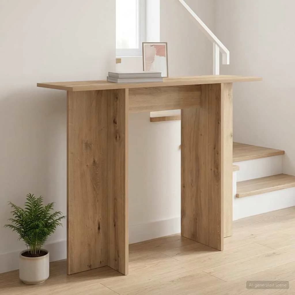 Konzolna miza Artisan hrast 100 x 30 x 75 cm Inženirski les - slika 4
