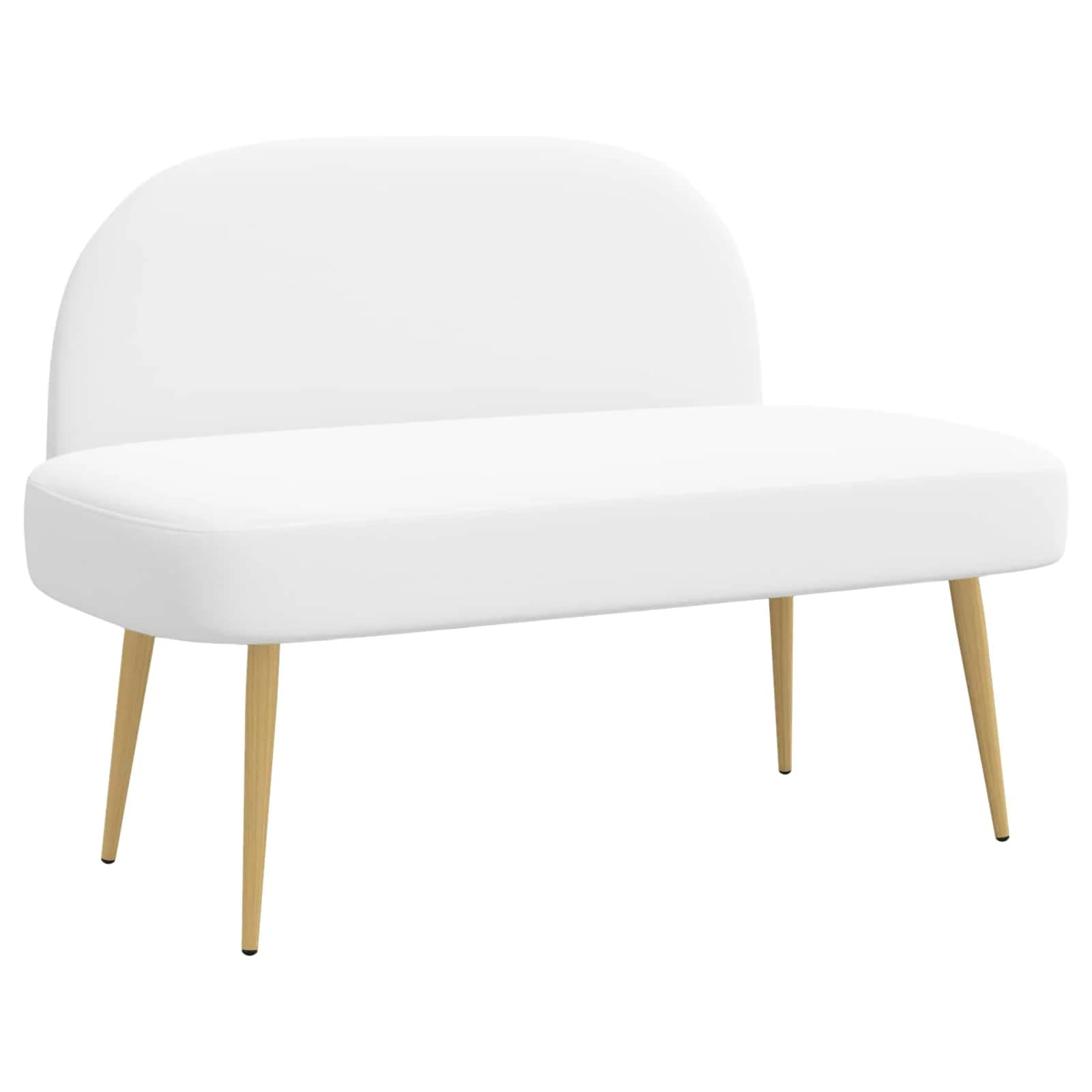 Oblazinjena klop z naslonom Bela 110 x 60 x 76 cm Poliester - slika 2