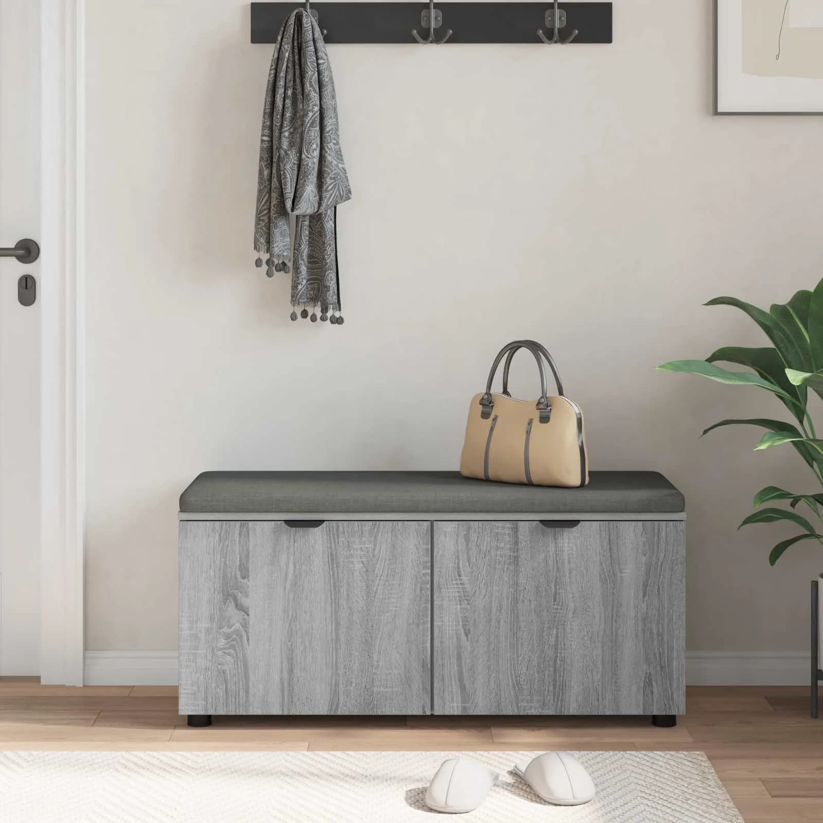 Haldna klop z blazino s polico Siva Sonoma 100 x 38 x 46 cm - slika 4