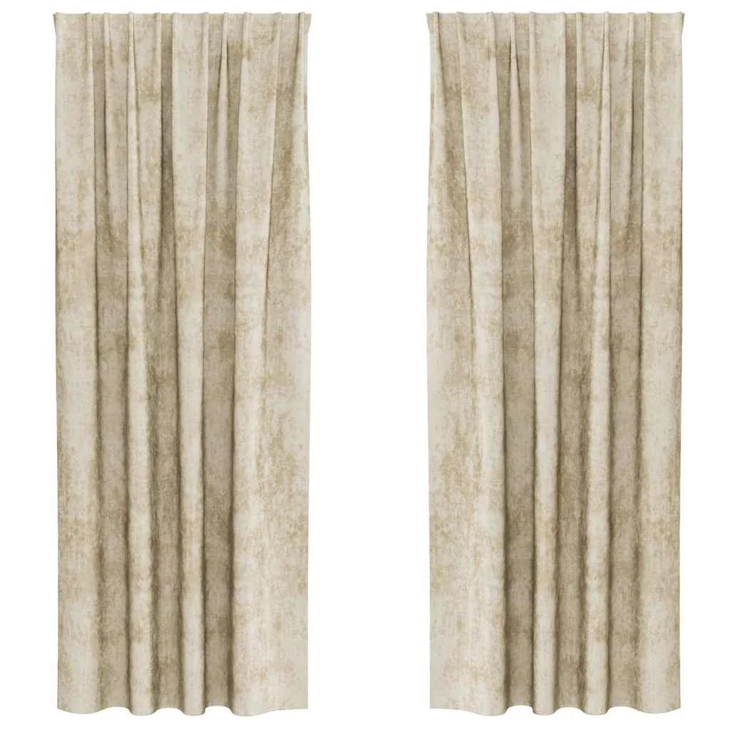 Velvete zavese 2 kos krema 225 x 140 cm Žamet - slika 2
