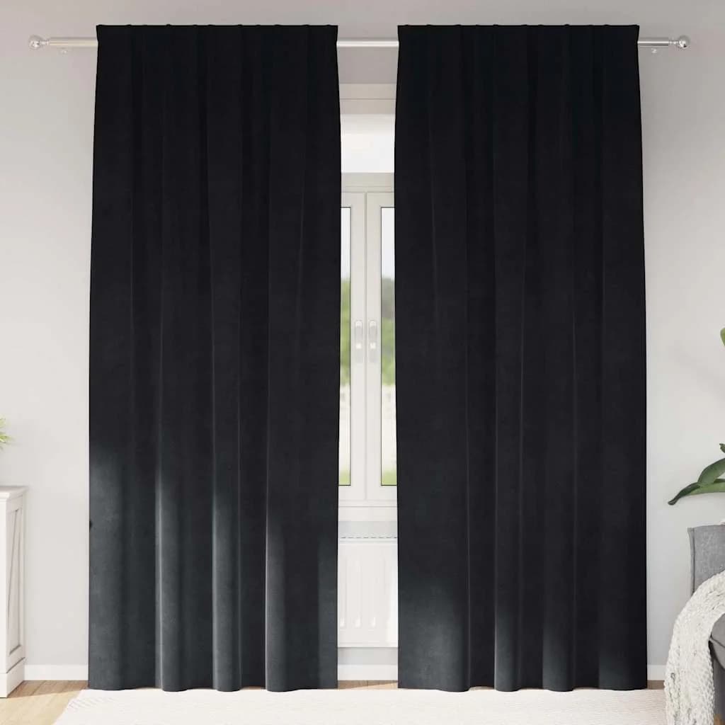 Zatemnitvene zavese 2 kos Črna 140 x 260 cm Žamet
