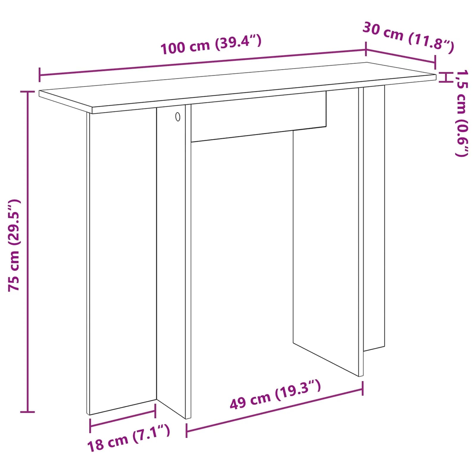 Konzolna miza Artisan hrast 100 x 30 x 75 cm Inženirski les - slika 10