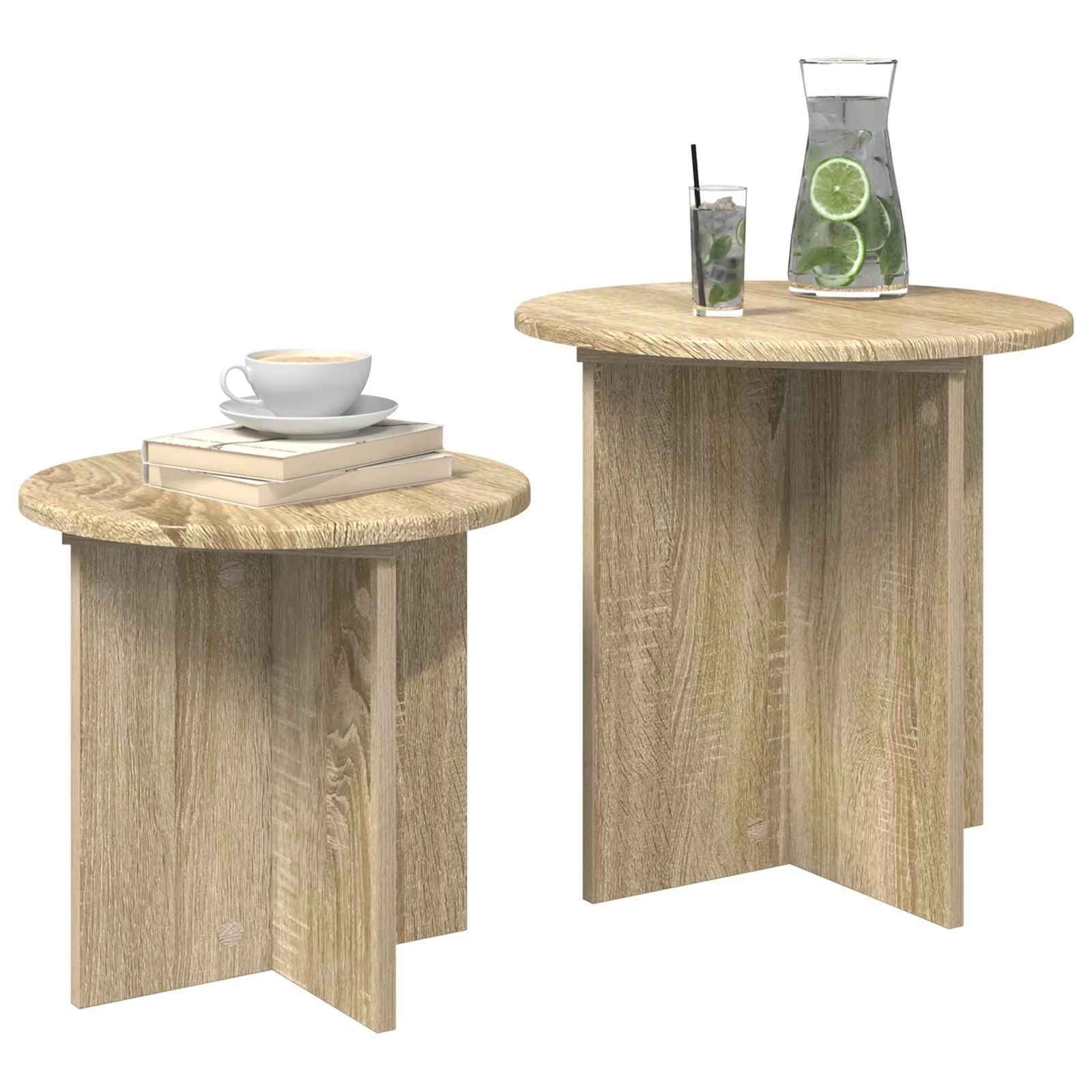 Komplet stranskih mizic 2 kos Sonoma hrast Ø 45 x 45 cm - slika 3