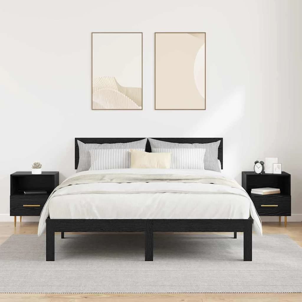 Nočna omarica 2 kos Črna 40 x 35 x 47,5 cm Inženirski les - slika 4