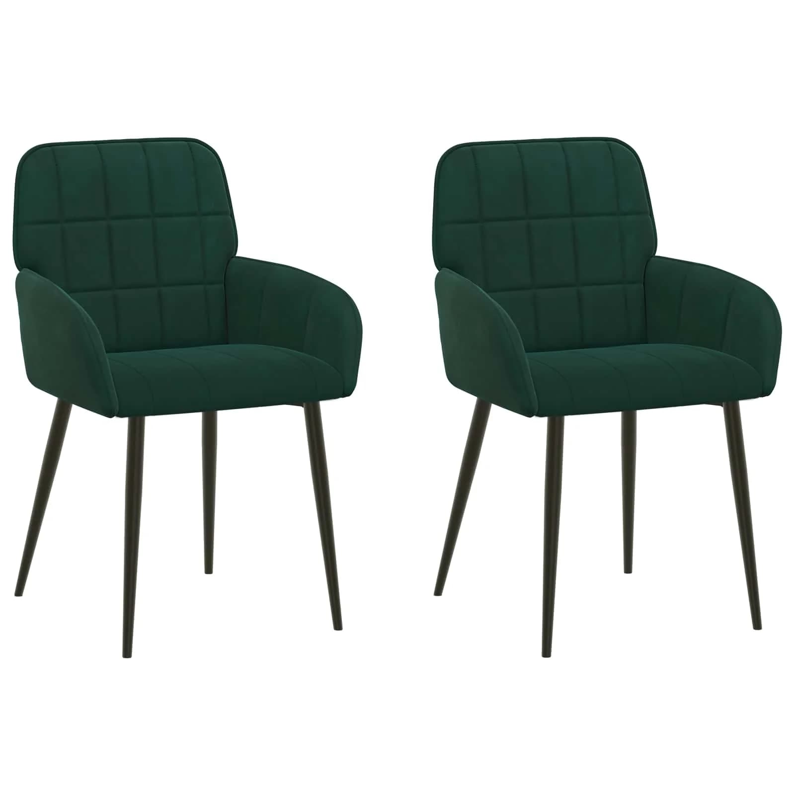 Jedilni stoli 2 kos Žamet Temno zelena 57 x 50 x 85 cm - slika 2