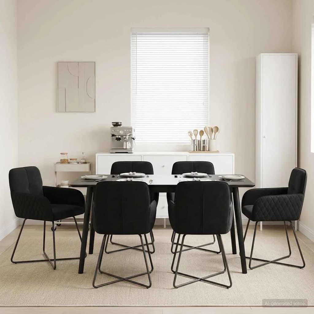 Jedilni stoli 6 kos Žamet Črna 59 x 56,5 x 86 cm