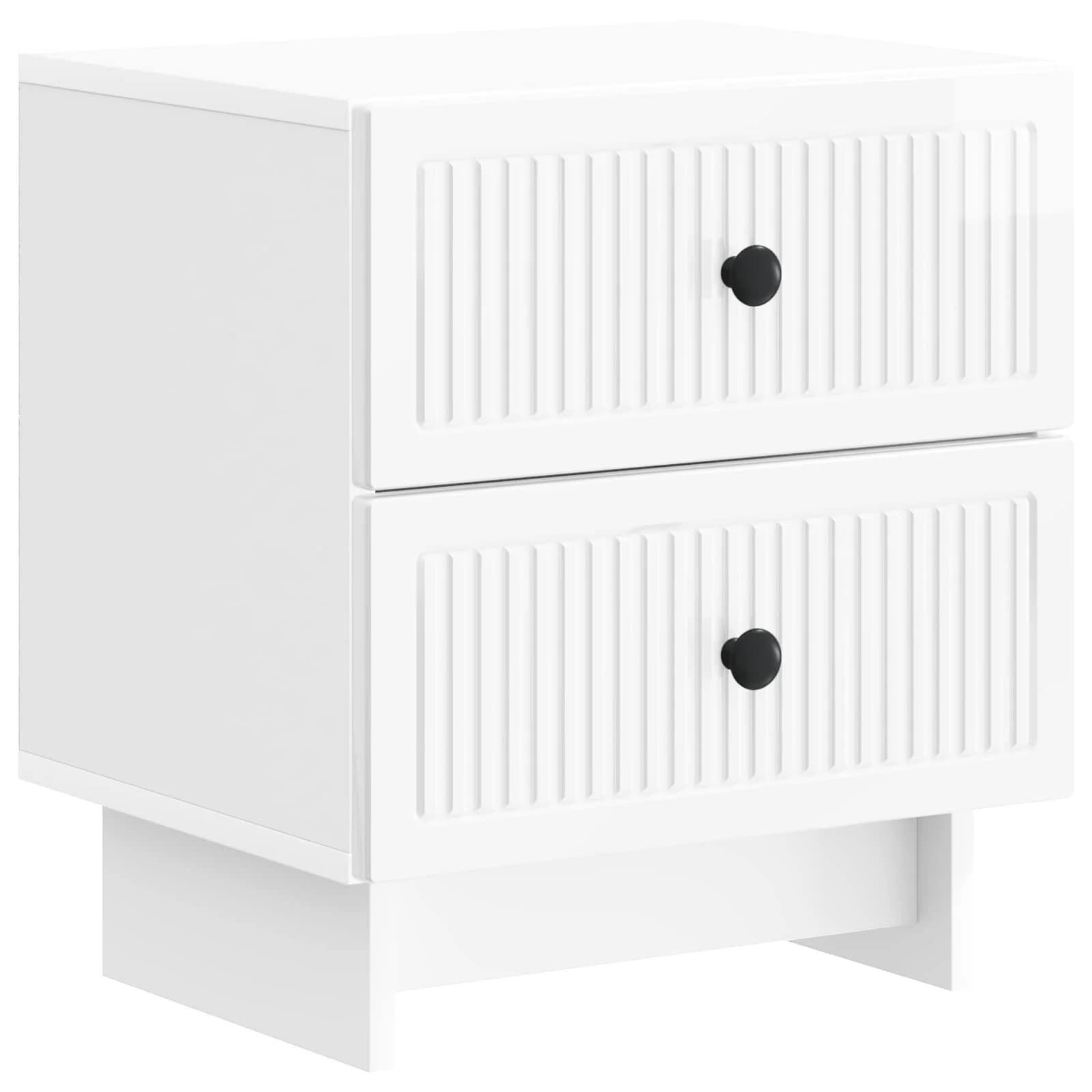 Nočna omarica s predalom Bela visok sijaj 43 x 34,5 x 47,5 cm - slika 2