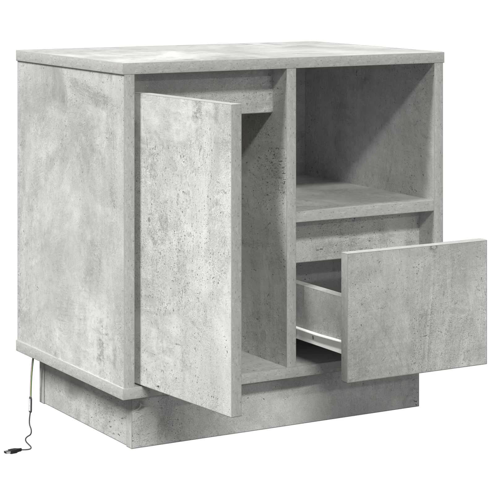 Nočna omarica Betonsko siva 50 x 34,5 x 50 cm. Inženirski les - slika 5