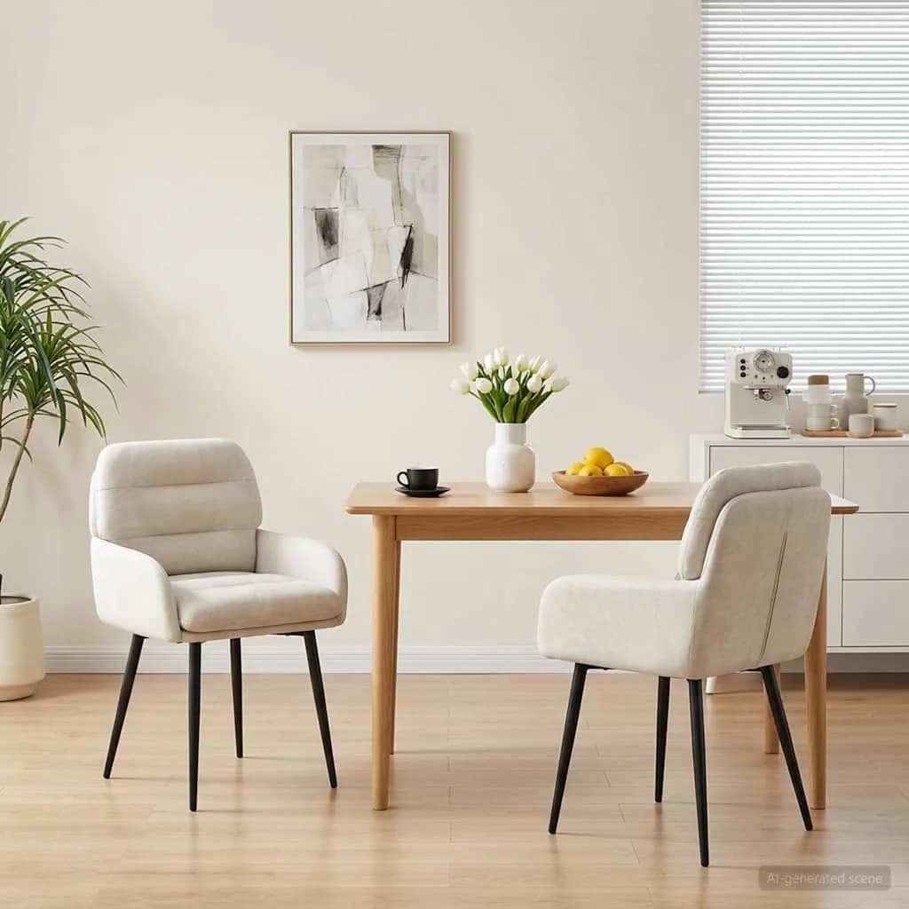 Jedilni stoli 2 kos Žamet Krem 59 x 59,5 x 90 cm