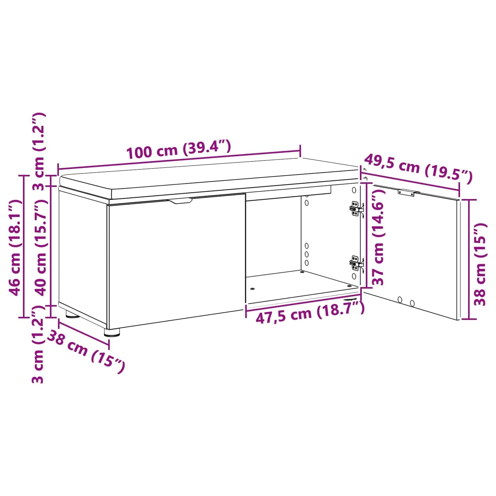 Haldna klop z blazino s polico Siva Sonoma 100 x 38 x 46 cm - slika 12