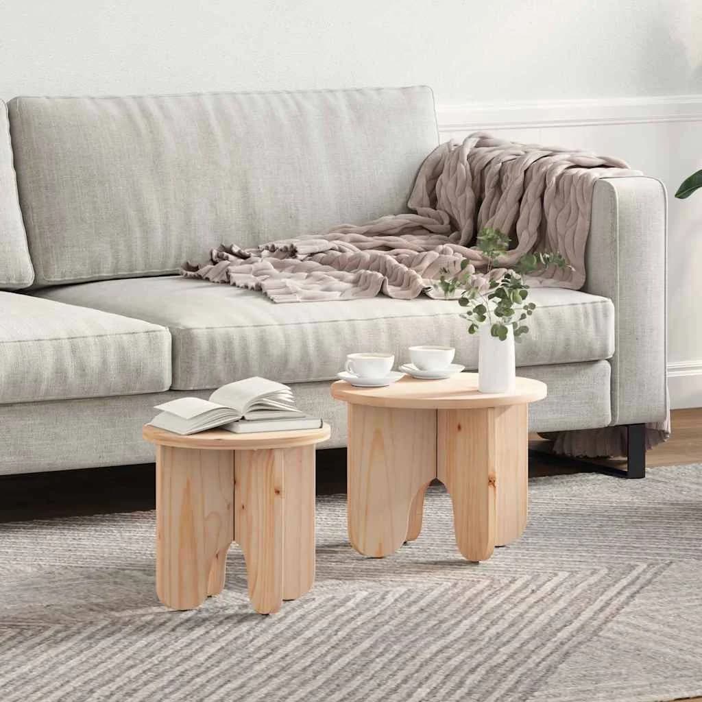 Klubska miza 2 kos Naravna 39.5 x 39.5 x 30 cm Trden borov les