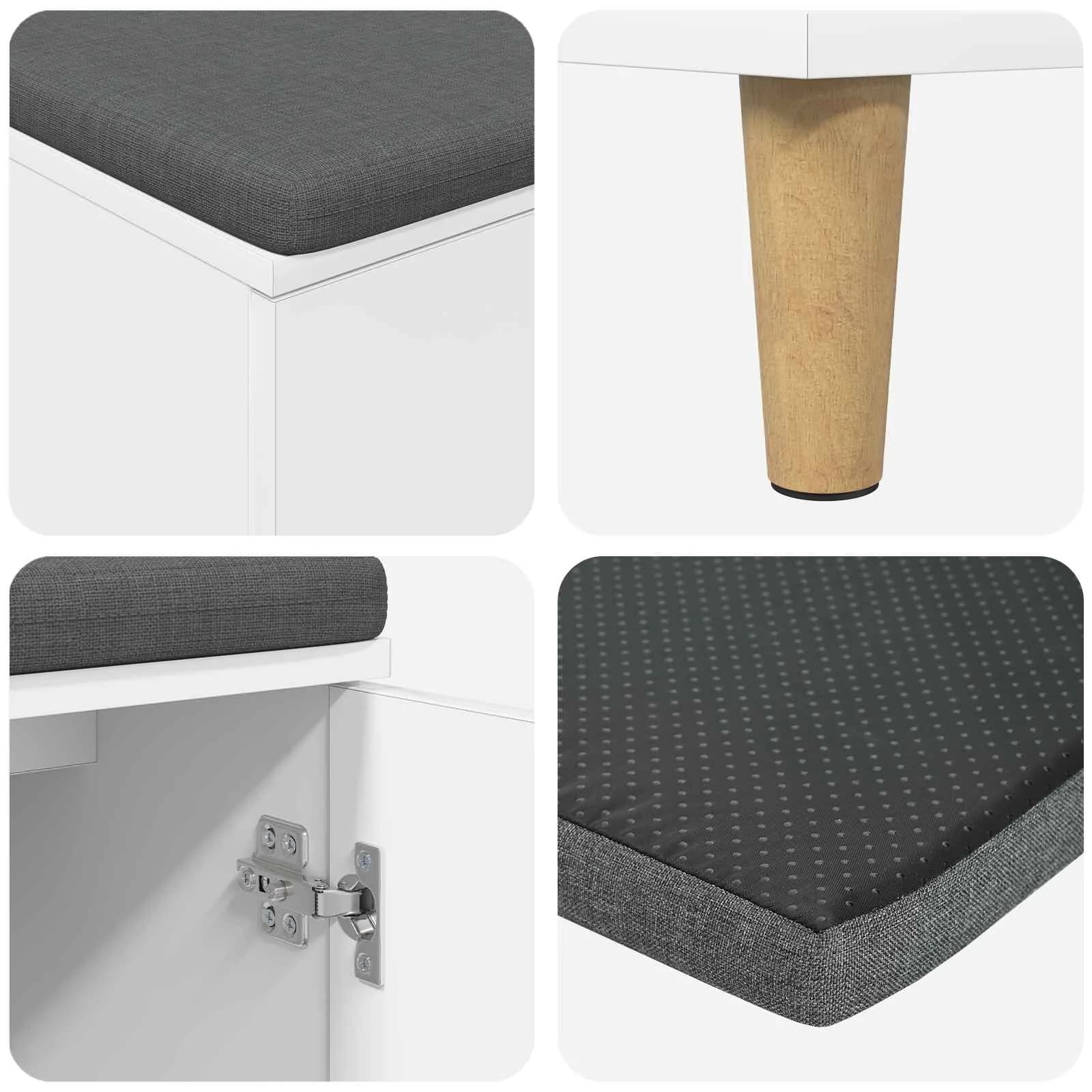 Haldna klop Bela 60 x 38 x 46 cm Oblikovan Les in Tkanina - slika 9
