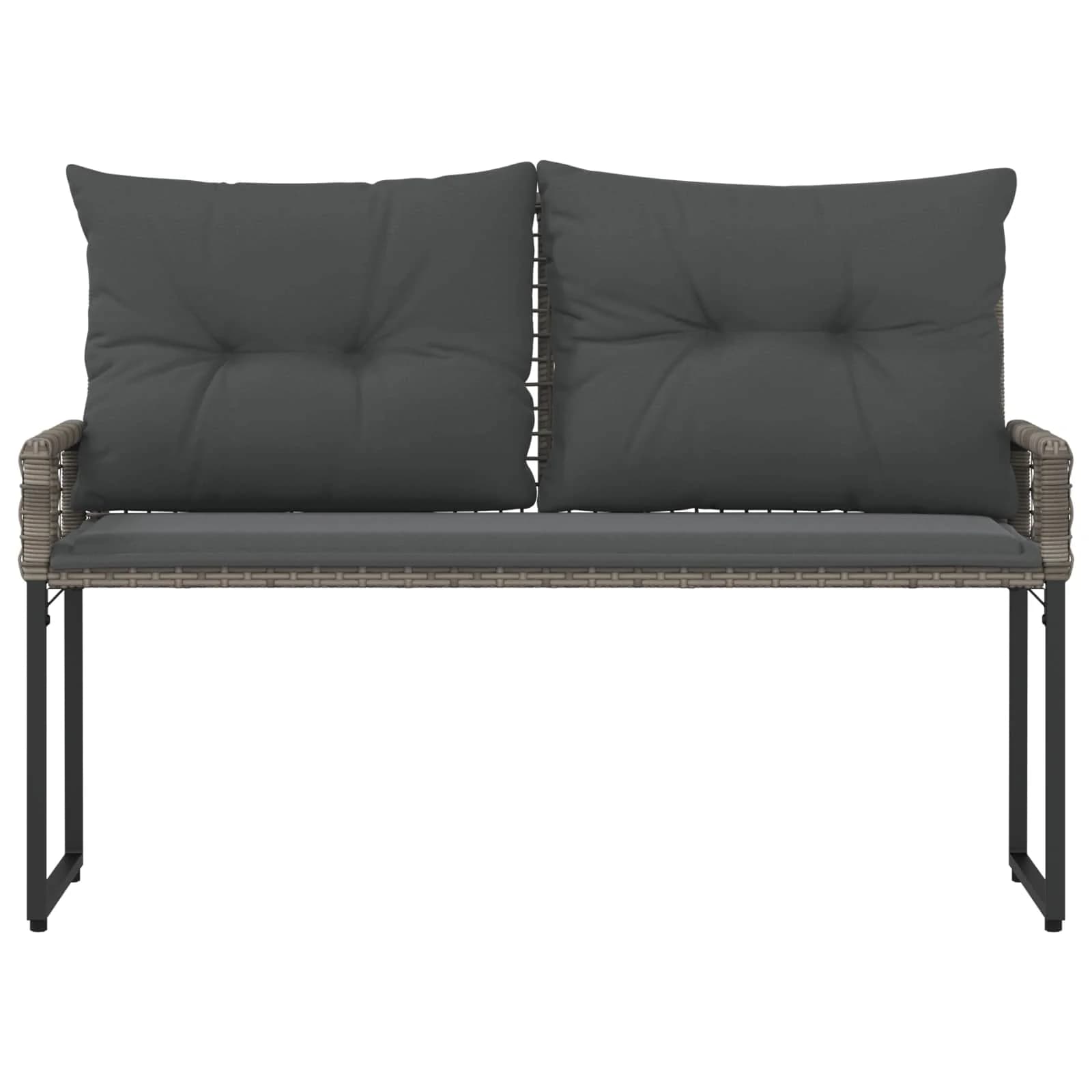 Zunanja klop z blazino Siv 118 x 55 x 82 cm PE ratan in tkanina - slika 5