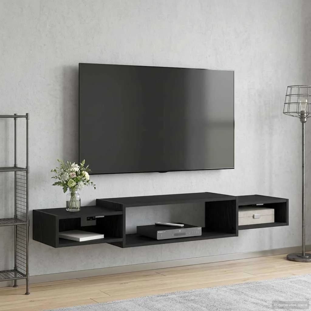 Stenska TV omarica Montaža za steno Črni hrast 140 x 28 x 21 cm