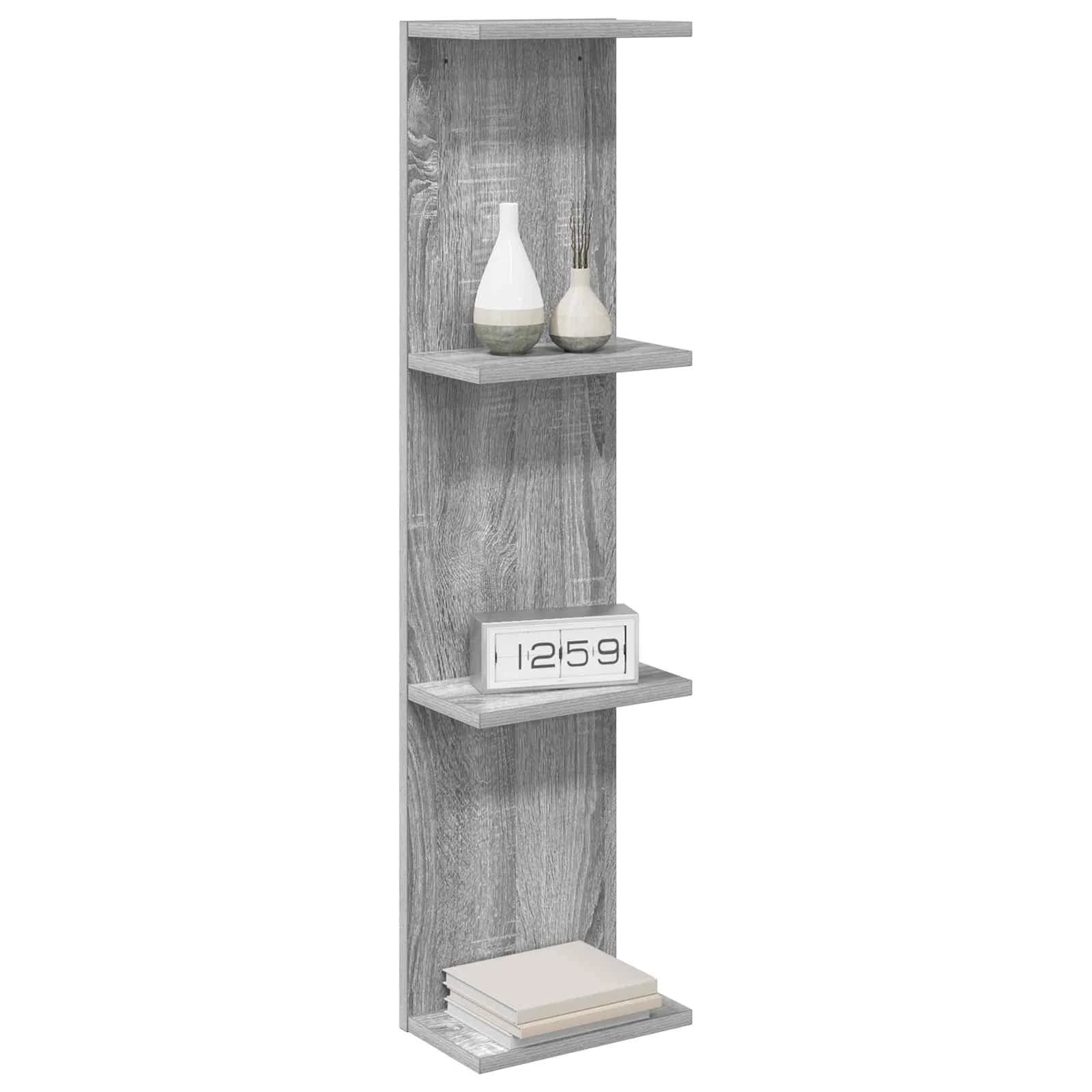 Stenska polica 2 kos Siva Sonoma 22 x 15 x 100 cm - slika 3