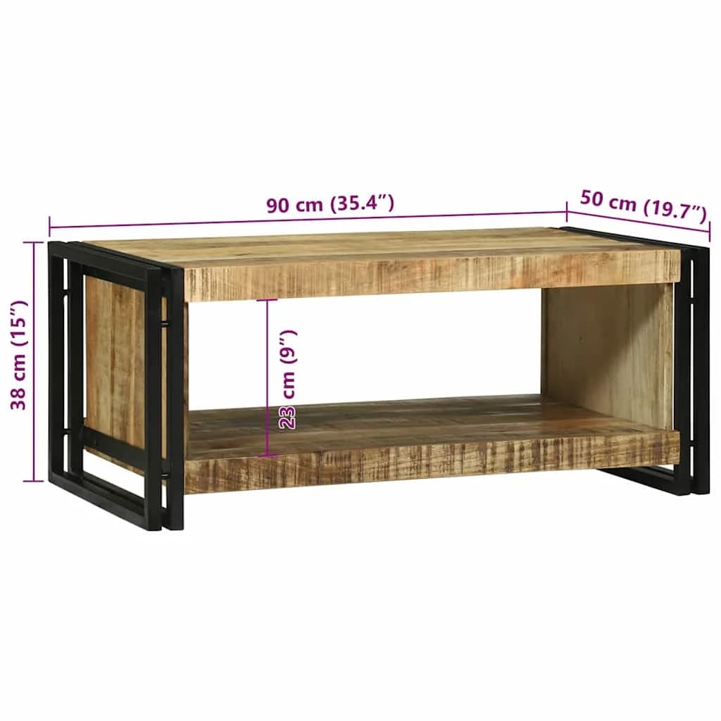 Klubska miza Rjava 90 x 50 x 38 cm Masiven les manga - slika 10