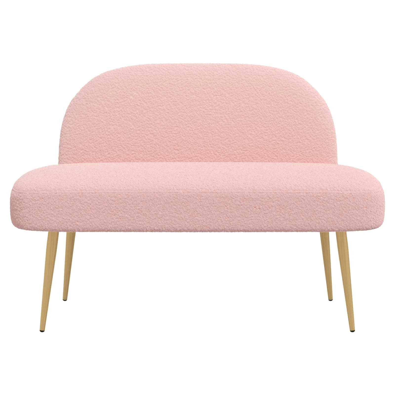 Oblazinjena klop z naslonom Roza 110 x 60 x 76 cm Bouclé - slika 3