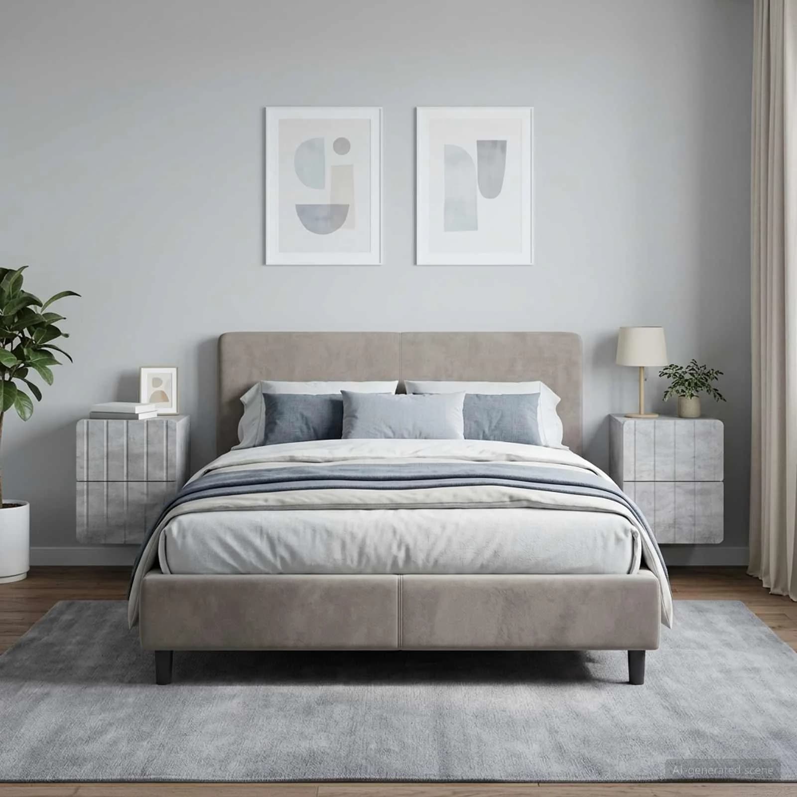Stenski nočni omarici 2 kos Betonsko siva 33 x 34,5 x 43 cm