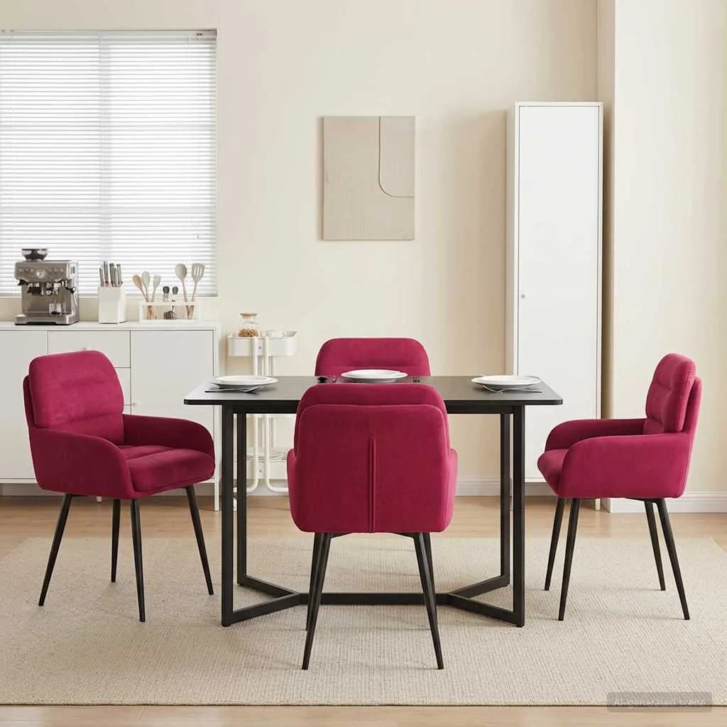 Jedilni stoli 4 kos Žamet Vinorodna rdeča 59 x 59,5 x 90 cm