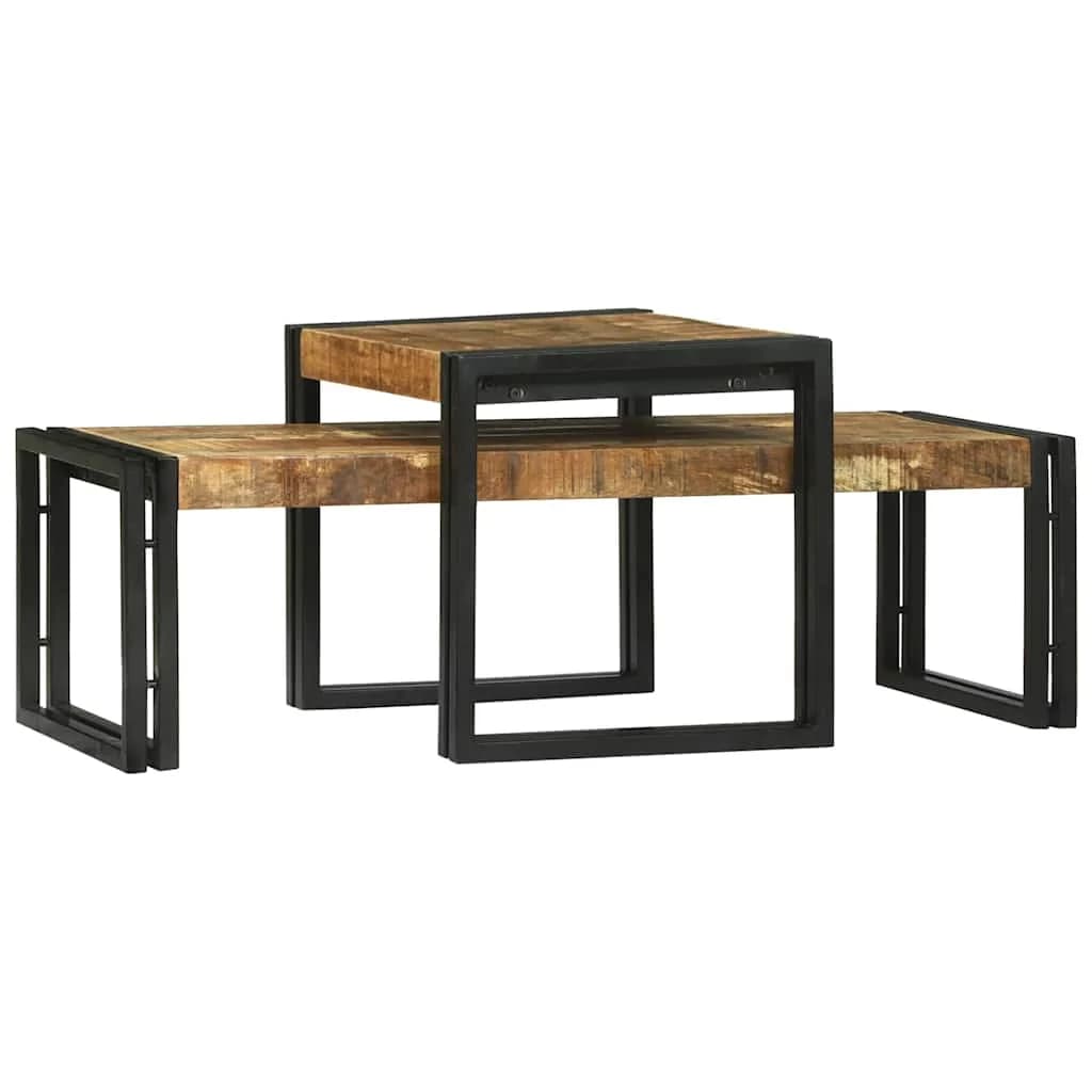 Klubska miza 2 kos Rjava 48 x 40 x 40 cm Masiven les manga - slika 6