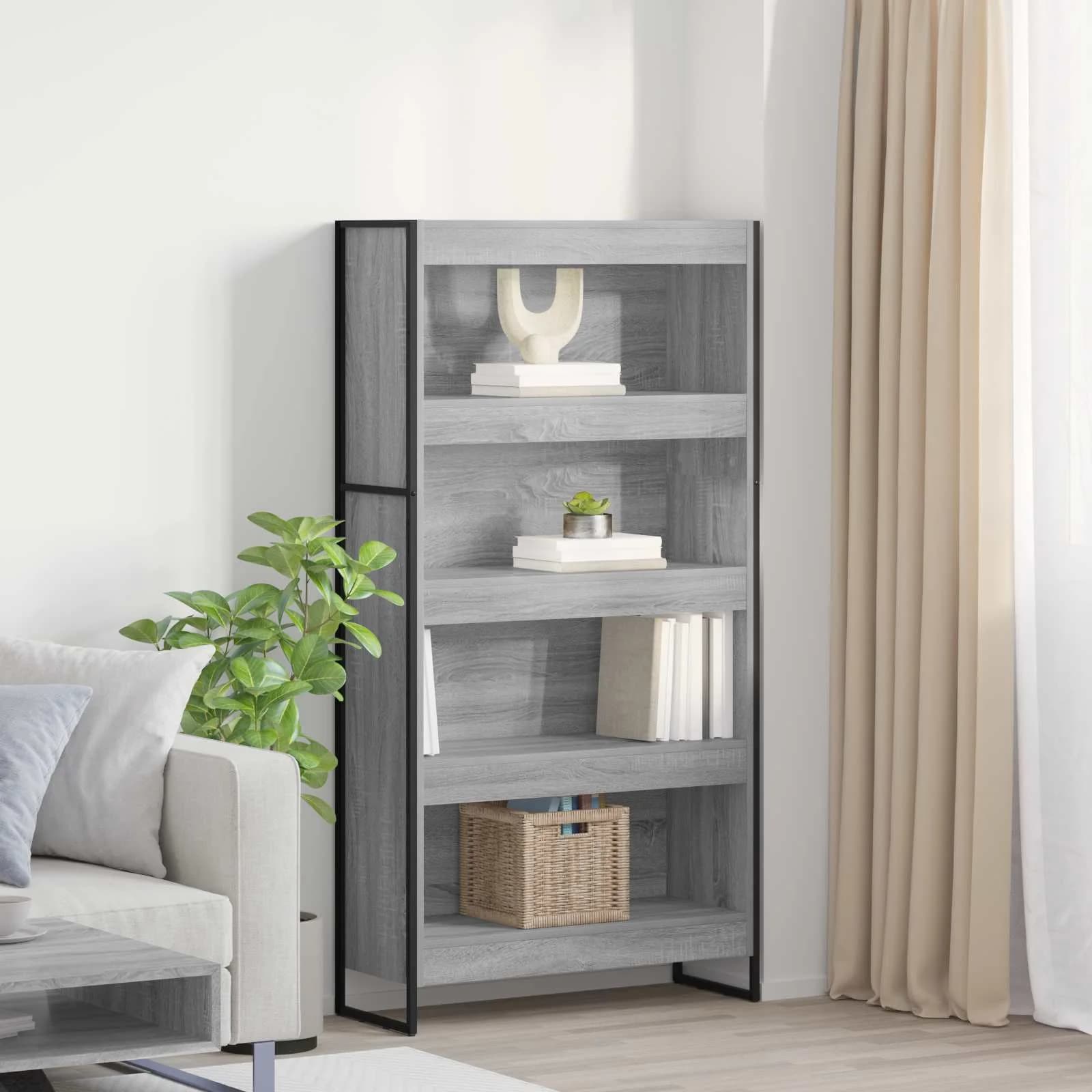 Knjigovni omar 80 x 30 x 155 cm Inženirski les Siva Sonoma