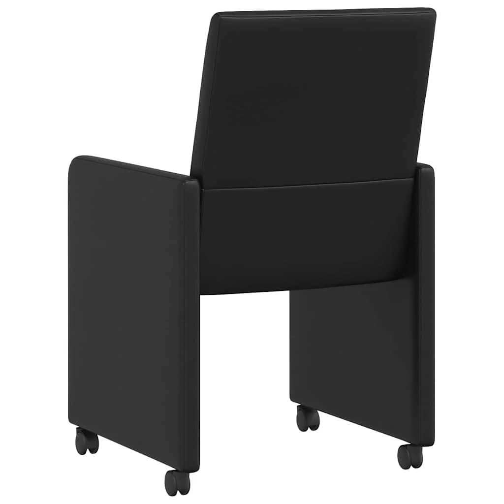 Jedilni stoli s kolesi 2 kos Umetna koža Črna 57 x 66 x 94 cm - slika 6