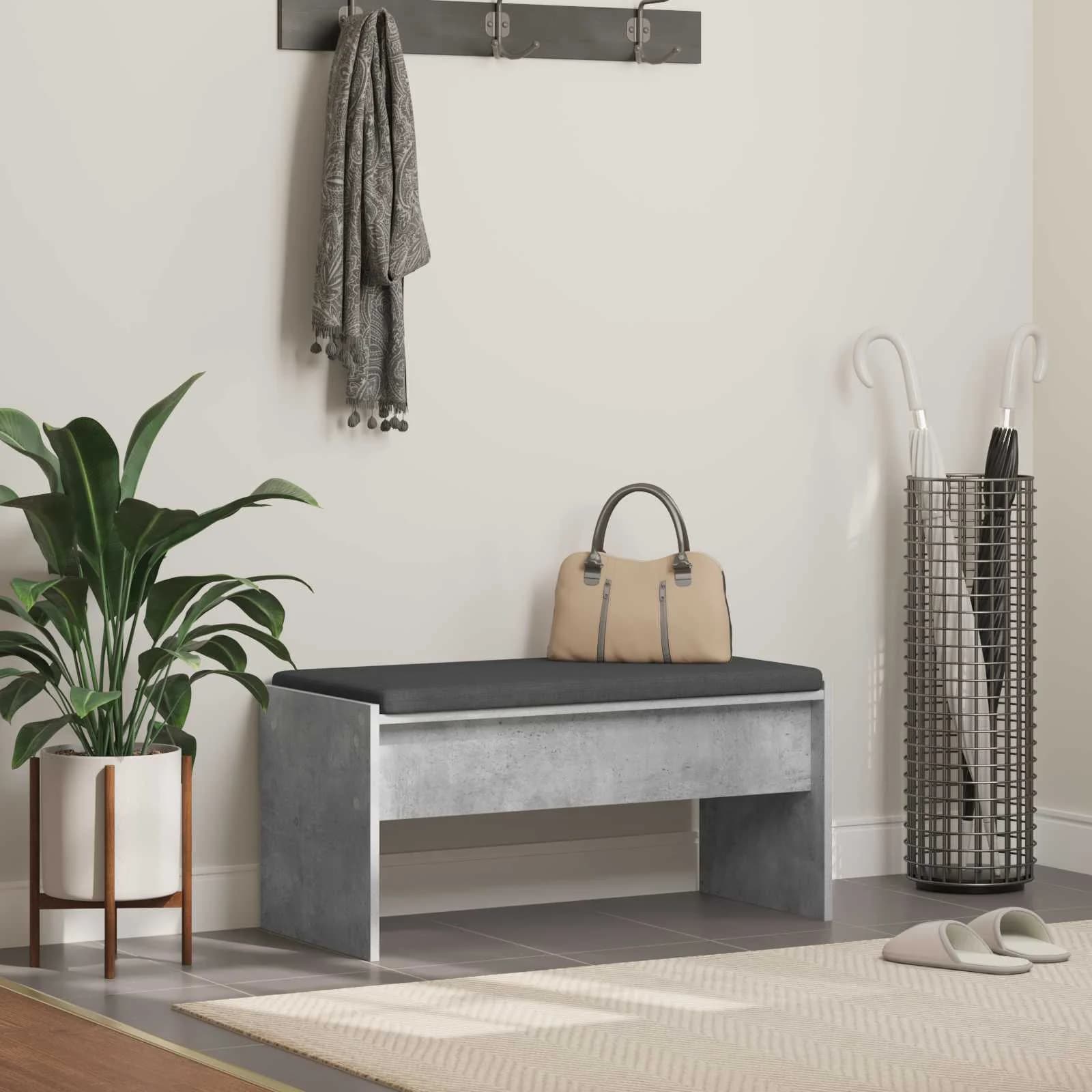 Haldna klop z blazino Betonsko siva 83 x 38 x 40 cm