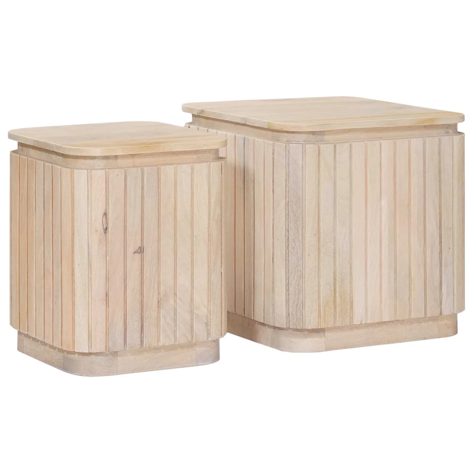 Ročno izdelan set stranskih miz 2 kos Bela 45 x 45 x 45 cm