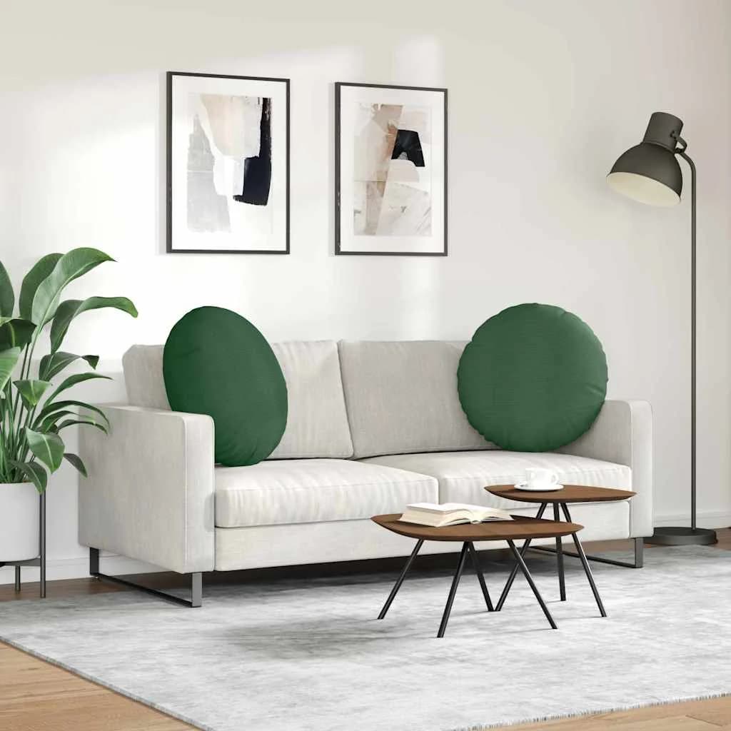 Sedežne blazine 2 kos Žametna tkanina Temno zelena Ø 80 cm - slika 4