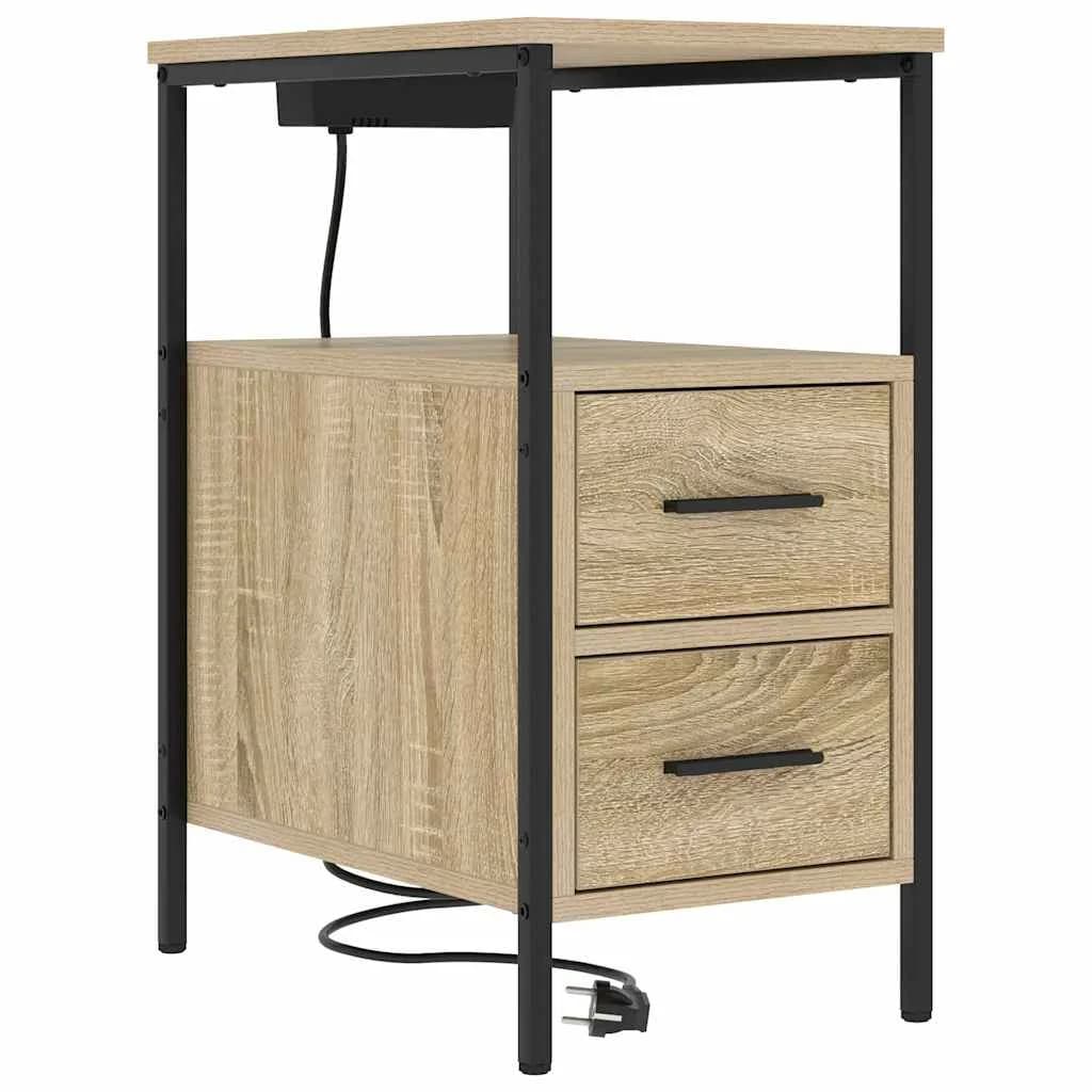 Nočna omarica 2 kos Sonoma hrast 30 x 48 x 61 cm Inženirski les - slika 5