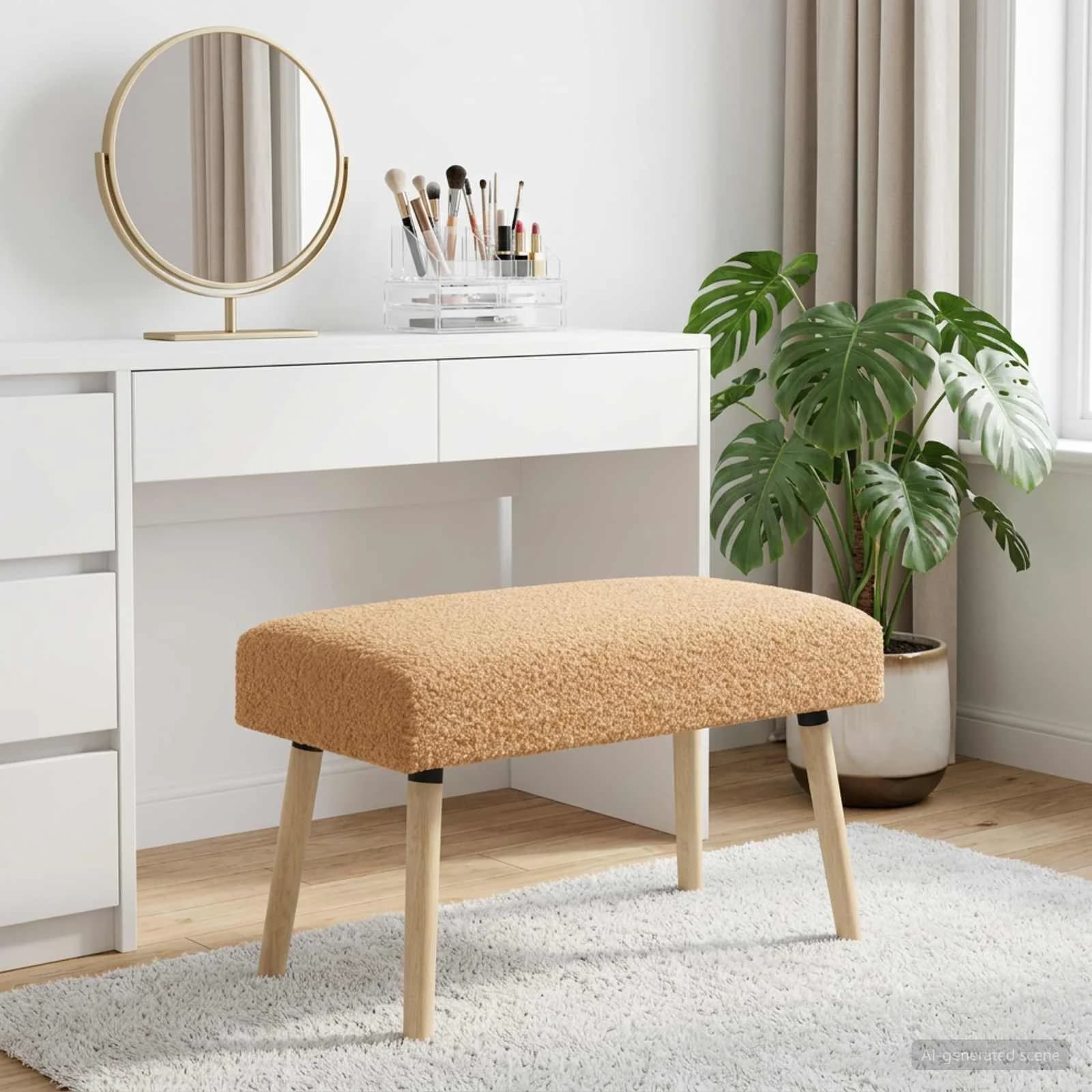 klop Enobarvno Bež 80 x 40 x 46 cm Bouclé - slika 3
