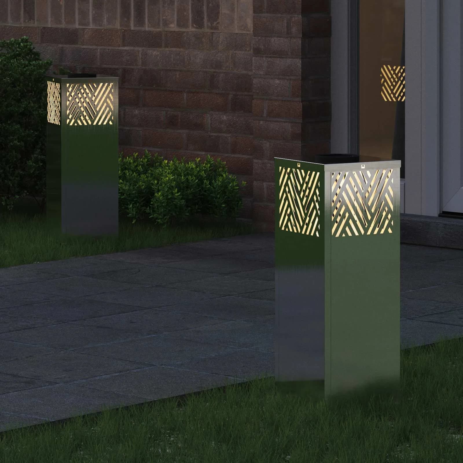 Solarno LED svetilo za pot 2 kos Toplo bela 18 x 18 x 50 cm - slika 3