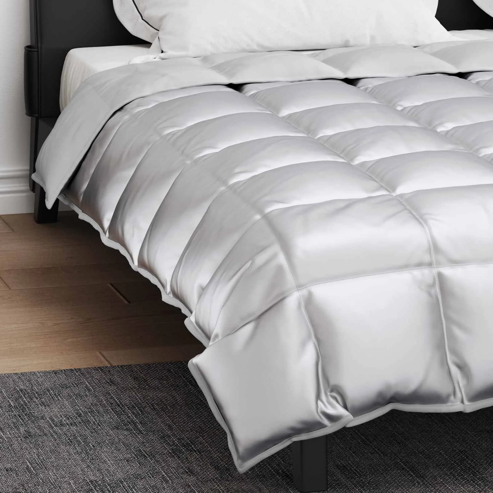 Zimska posteljnina srebrna 200 x 220 cm Satin in mikrovlakna - slika 4