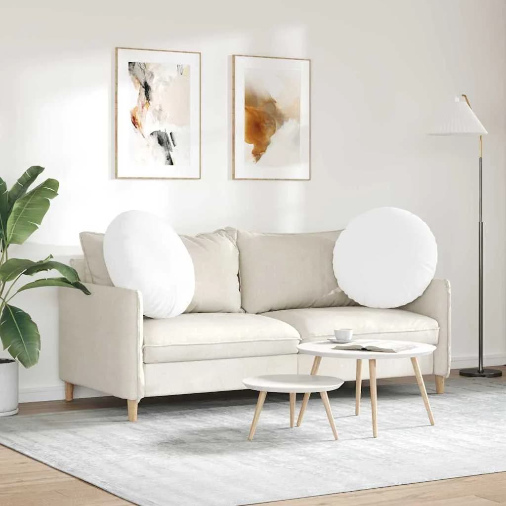 Sedežne blazine 2 kos blago Bela Ø80 x 29 cm - slika 4