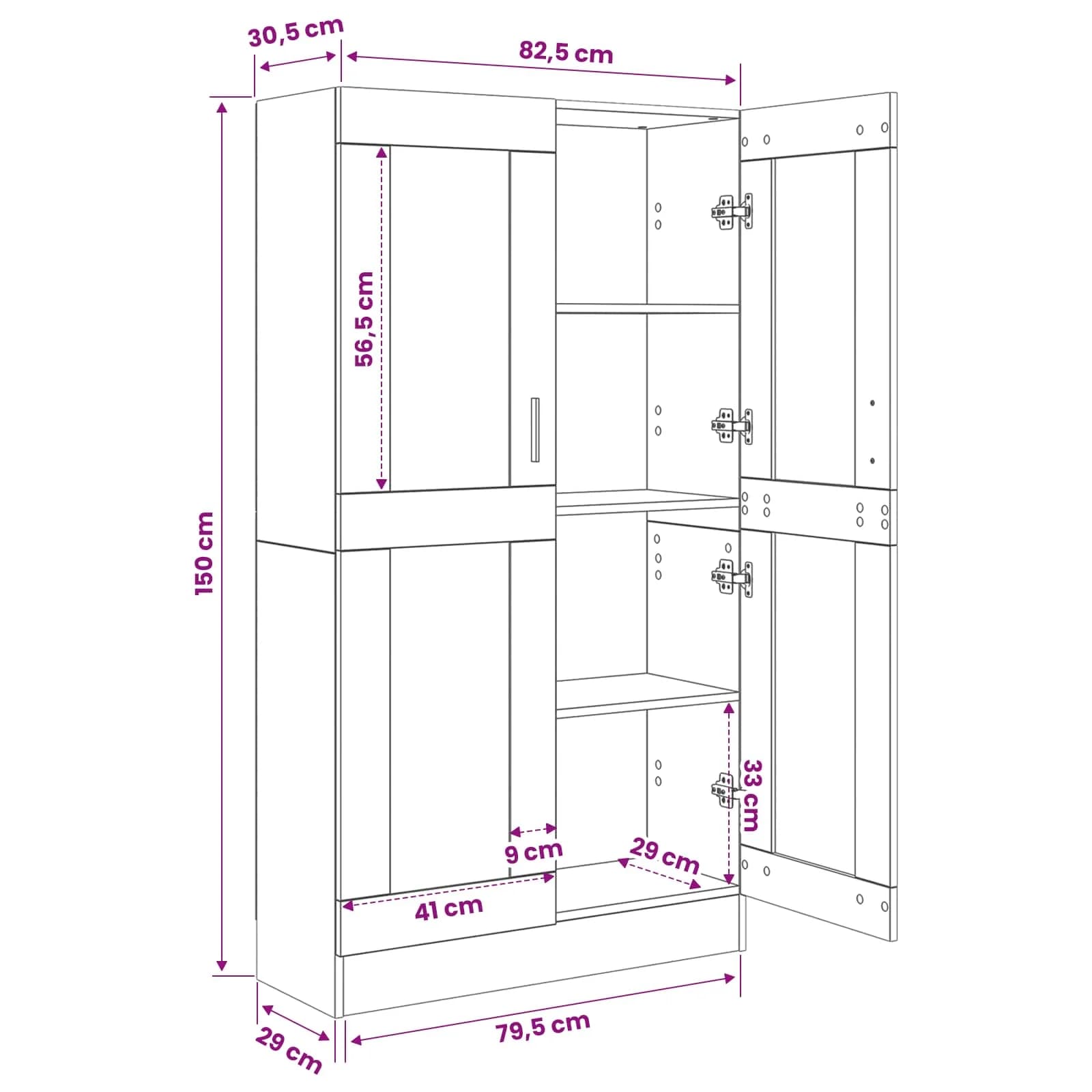 Knjigovni omar 3 nivojev 82,5 x 30,5 x 150 cm Inženirski les - slika 12