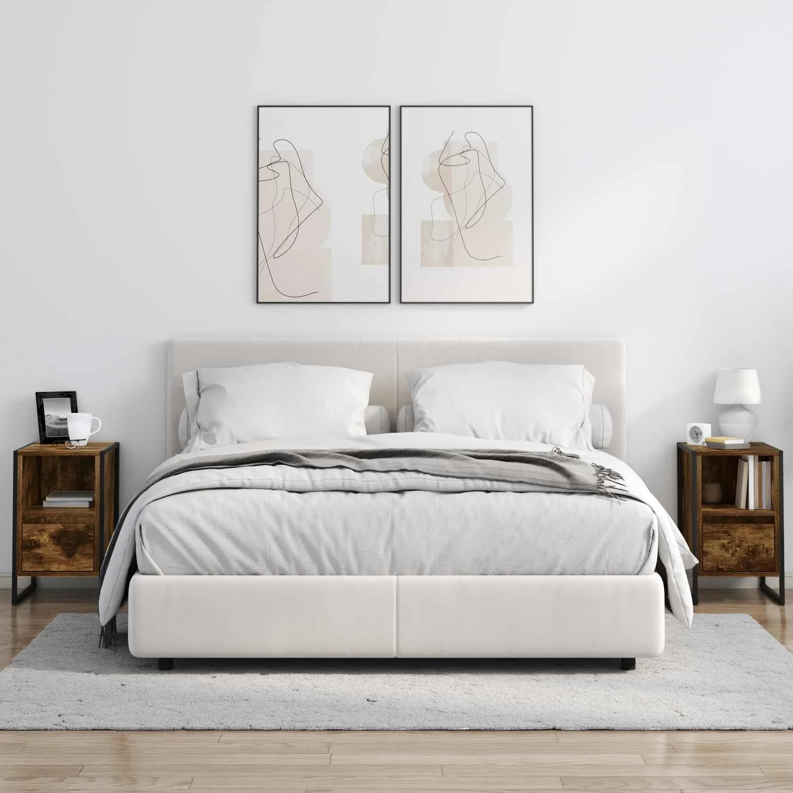Nočna omarica Dimni hrast 39,5 x 30 x 50 cm Inženirski les - slika 4