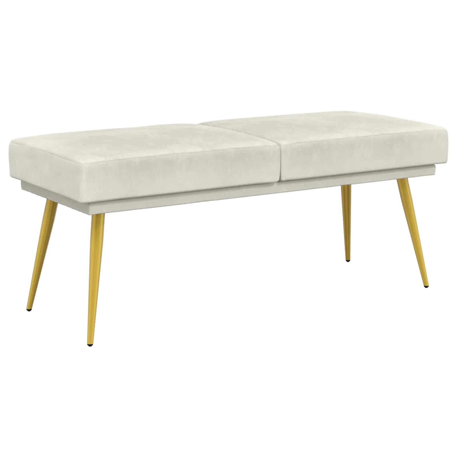 Dvojna klop Krem 120 x 45 x 46 cm Žamet - slika 2