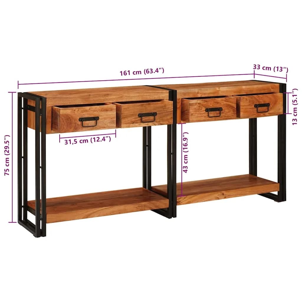 Konzolne mizice 2 kos Rjava 161 x 33 x 75 cm - slika 12