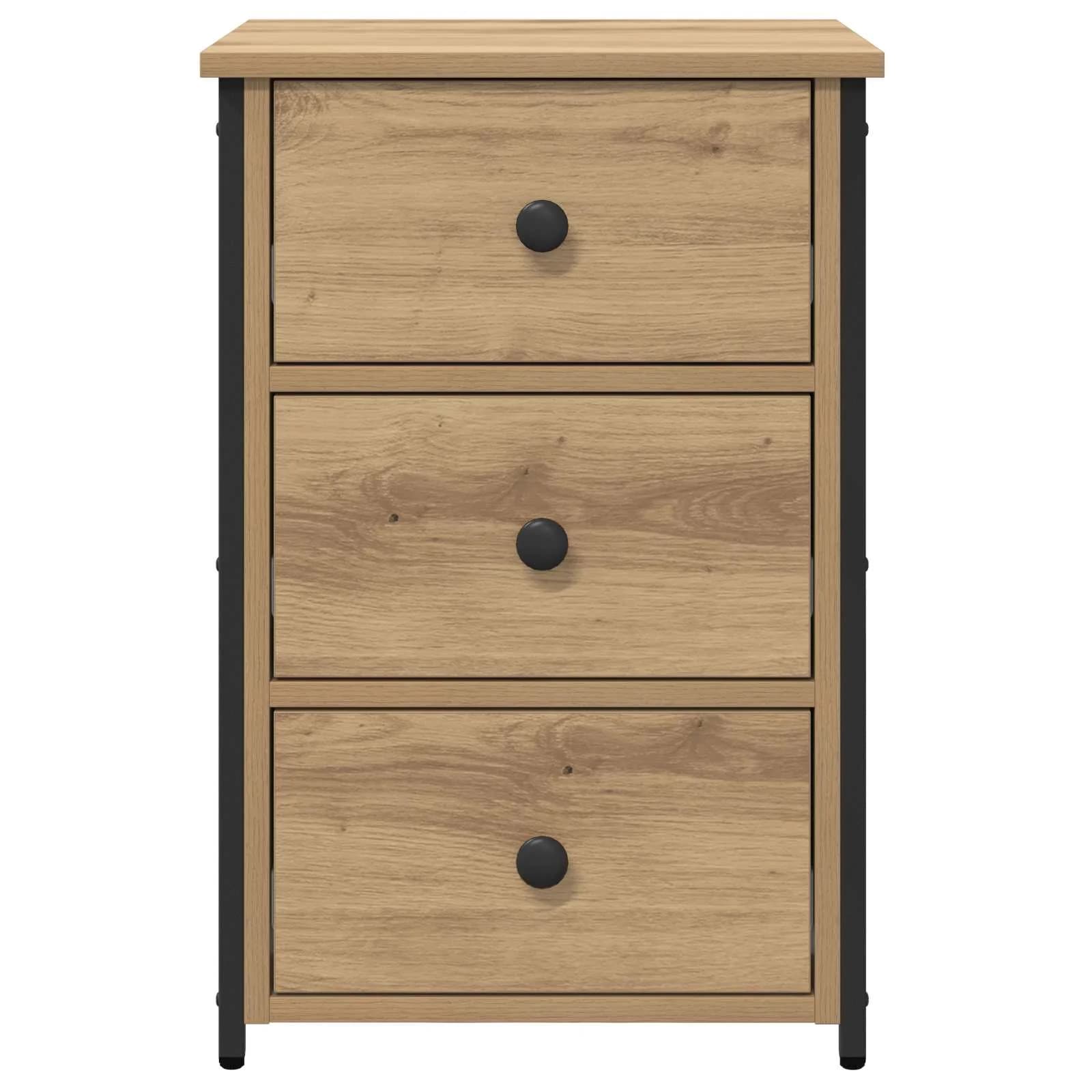 Nočna omarica 2 kos Rjava 40 x 36 x 60 cm Trdna obnovljena les - slika 7