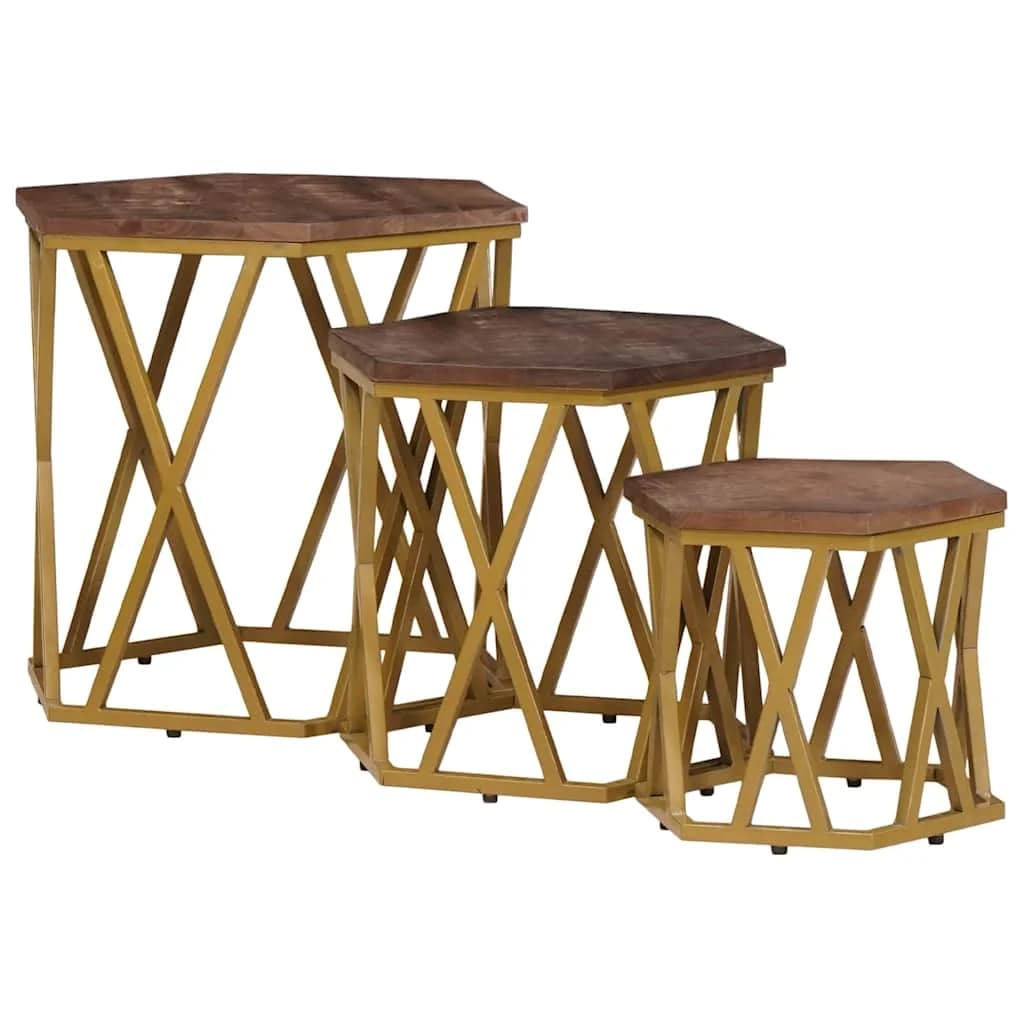 Klubske mizice Rjava 55 x 55 x 50 cm Masiven les manga - slika 4