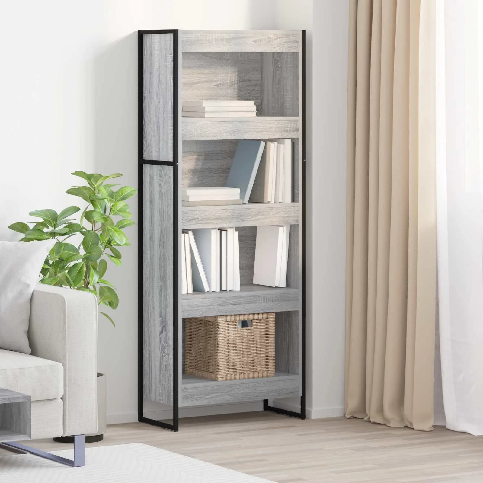 Knjigovni omar 60 x 30 x 155 cm Inženirski les Siva Sonoma