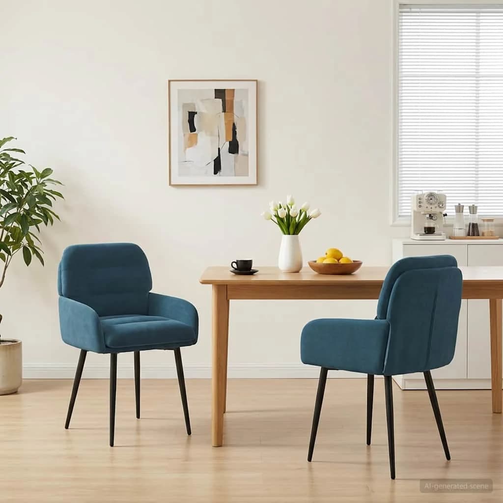 Jedilni stoli 2 kos Žamet Modra 59 x 59,5 x 90 cm
