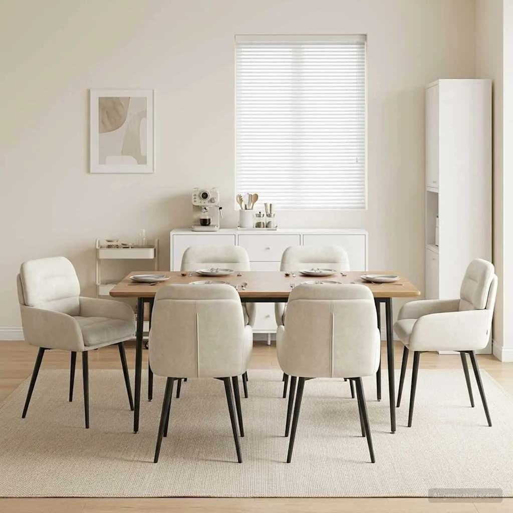 Jedilni stoli 6 kos Žamet Krem 59 x 59,5 x 90 cm
