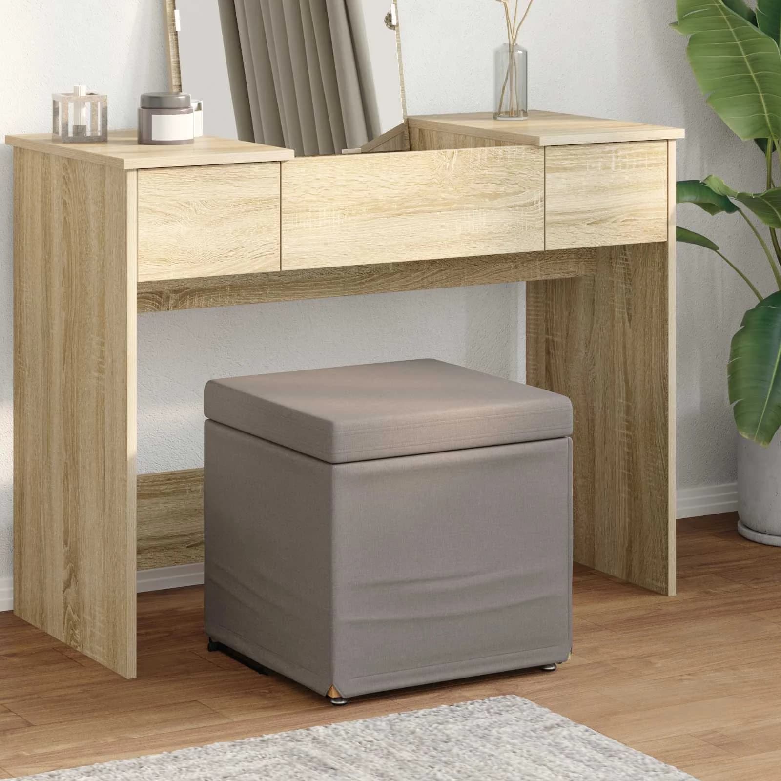 Stolica Taupe 41 x 41 x 40 cm Tkanina in obdelano les